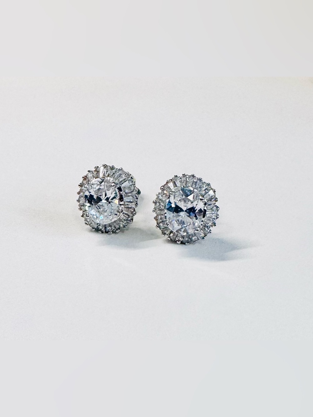 Vintage Nolan Miller CZ Oval & Baguette Clip-On Earrings